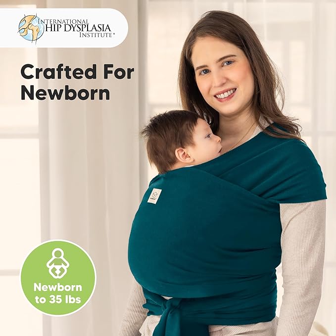 KeaBabies Baby Wrap Carrier - All in 1 Original Baby Carrier Newborn to Toddler Sling, Easy to Wear, Hands Free Bonding, Lightweight, Breathable Infant Wraps (Peacock Blue)-CubbioJoy