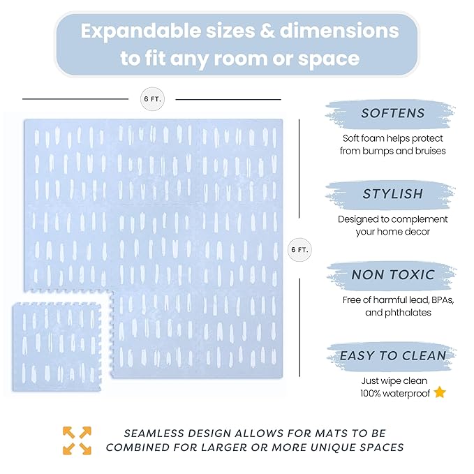 Baby Play Mats for Floor - Shoreline (6x6ft) - Premium EVA Foam Play Mat for Babies & Toddlers - Perfect for Tummy Time, Crawling, Playroom - Stylish & Comfortable Kids Play Mat-CubbioJoy