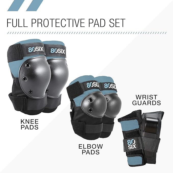 80Six Kids Multi-Sport Pad Set with Wristguards, Elbow Pads, and Knee Pads, Designed by Industry Leading Brand Triple 8-CubbioJoy