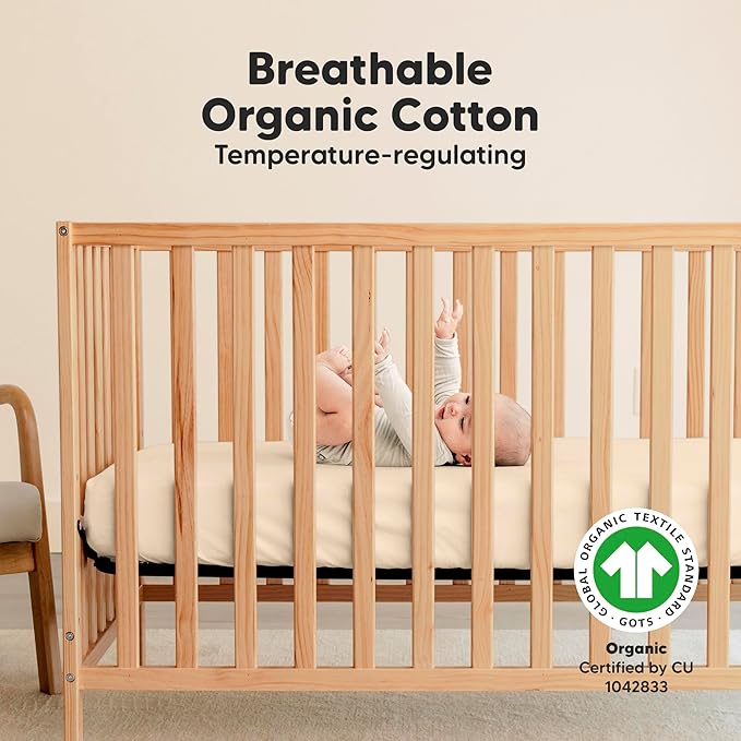 KeaBabies 2-Pack Organic Crib Sheets for Boys, Girls - 52x28 Fitted Crib Mattress Sheet Neutral, Breathable Jersey Cotton Cover for Baby Bed, Toddler Mattress, Soft & Cute Prints (Pecan)-CubbioJoy