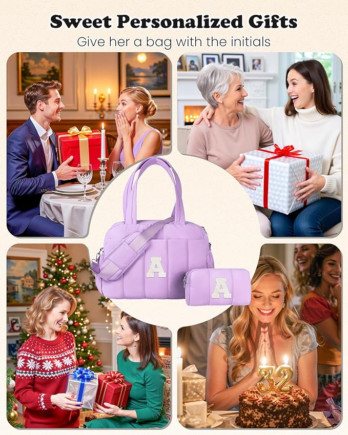 Initial Duffle Bag, Carry On Bags for Women，Overnight Bag with Wet Pocket，Monogram Gifts for Women-Lightweight Travel Bags Personalized Gym Tote with Makeup Pouch-CubbioJoy