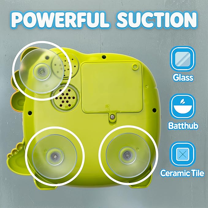 Bath Bubble Machine - Bubble Bath Maker with Lights & Music - Baby Bath Toys Bubble Maker for Bathtub - Dinosaur Toys for Kids 2-4, Strong Suction BPA Free-CubbioJoy