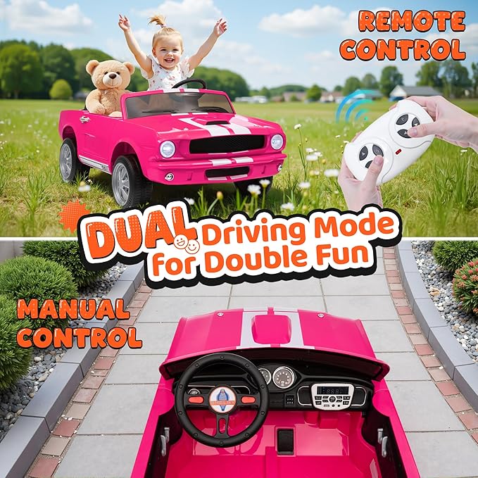 24V 2 Seater Ride on Toys, Licensed Shelby Cobra Kids Power Car Wheeler Ride On Toy w/ 2WD/4WD Switchable, Remote Control, 19" Spacious Seat, 4 Spring Suspension, Music, Bluetooth-CubbioJoy