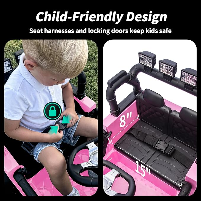 4WD Kids Ride on Car Truck, 12V 7Ah Kids Electric Vehicles Car Ride on Toy for Toddlers with Remote Control - Light Pink-CubbioJoy