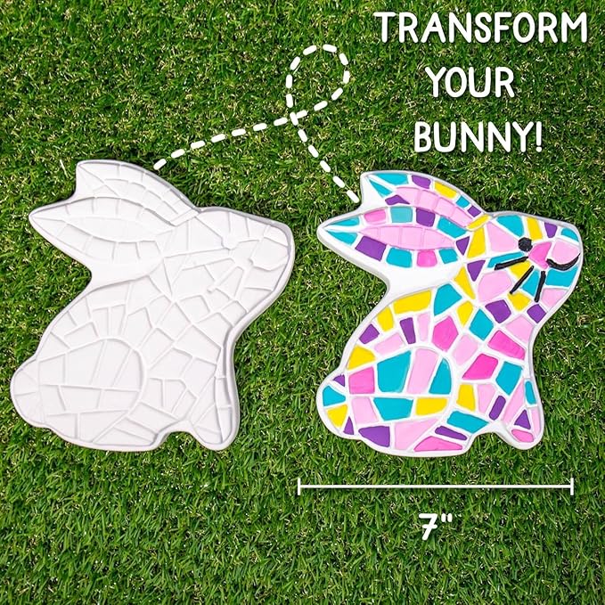 Creative Roots Paint Your Own Bunny Garden Stone, Craft Kits, Stepping Stones Kit for Kids, Ceramics to Paint, Ages 6+-CubbioJoy