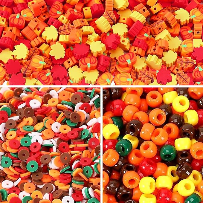 2480pcs Thanksgiving Fall Polymer Clay Beads Charms Friendship Bracelet Necklace Earring Jewelry Making kit, Accessories for Arts Crafts DIY Gifts for Women Girls-CubbioJoy