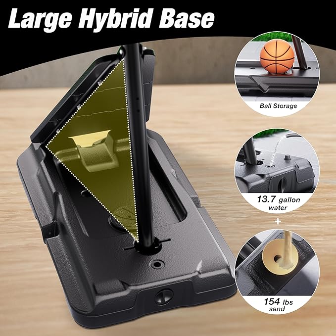 Basketball Hoop Outdoor 10 FT Height Adjustable, Portable Basketball Goals Systems with 45" Backboard for Youth Adults Kids - Backyard, Driveway, Indoor Play-CubbioJoy