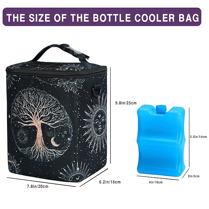 Breastmilk Cooler Bag with Ice Pack Fits 4 Baby Bottles Up to 9 Ounce Insulated Baby Bottle Bag Breast Milk Cooler on The Go with Strap Baby Bottle Cooler Bag for Nursing Mom Daycare or Travel-CubbioJoy