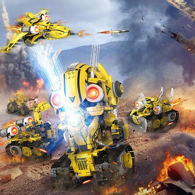 5 in 1 STEM RC Robot Building Kit, 673PCS Remote & App Controlled Jets Building Blocks Set, Robotic Technic Creative Toys, DIY Build Science Learning Gift for Boys Girls Age 6 7 8 9 10 11 12+-CubbioJoy