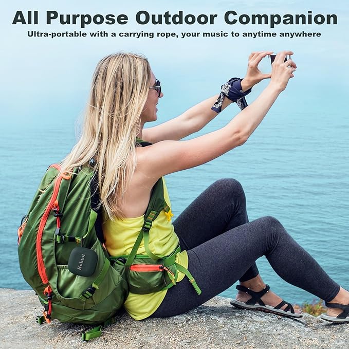 Bobtot Portable Wireless Bluetooth Speaker - IPX7 Waterproof Show Speakers with 16H Playing Time, Loud Stereo Sound, Built-in Mic, TWS, Small Size with Carry Lanyard, DarkBlue-CubbioJoy