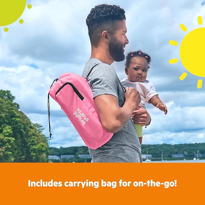 Bright Starts Pop 'N Sit Portable Booster, Indoor/Outdoor Use, Floor Seat with Feeding Tray, Pink, 6 Mos - 3 Yrs-CubbioJoy