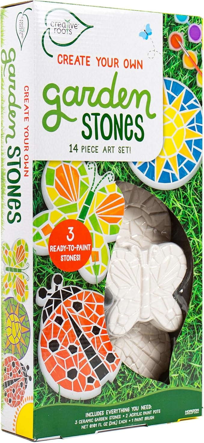 Creative Roots Paint Your Own Butterfly, Ladybug & Sun Stepping Stone by Horizon Group USA, 1 box of 3 count-CubbioJoy