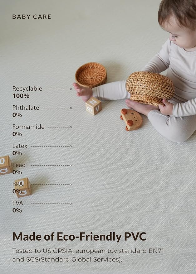 Baby Care Play Mat (Medium, Hygge - Aztec & Arbor) 73" x 49" Original One-Piece Reversible Rollable Waterproof Play Mat for Infants, Babies, Toddler, and Kids-CubbioJoy