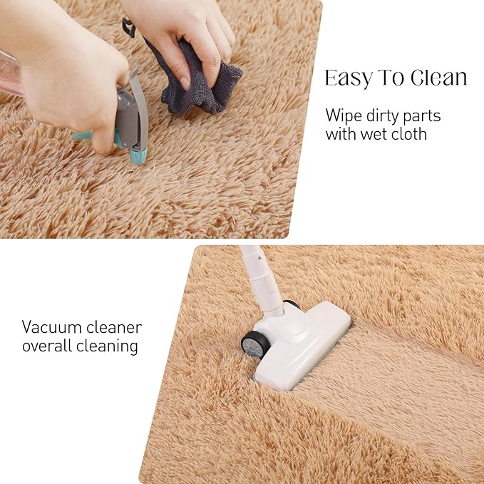 Area Rugs 8x10, Fluffy Rugs for Living Room, Ultra Soft Rugs for Bedroom, Non-Slip Indoor Carpet for Nursery, Kids Room, Playroom, Home Decor, Camel-CubbioJoy