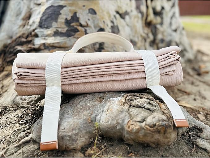 4'9" x 6'3" White Lightweight Water-Resistant Canvas Mat – Picnic, Outdoor, Beach, Park, Camping, Toy Mat-CubbioJoy