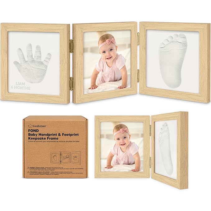 Baby Shower Gifts for Boys, Girls - Baby Hand and Footprint Kit, Newborn Handprint Kit, Keepsake Photo Frame, Nursery Picture Frame, Gender-Neutral Newborn Keepsake Gifts (Ash Wood)-CubbioJoy