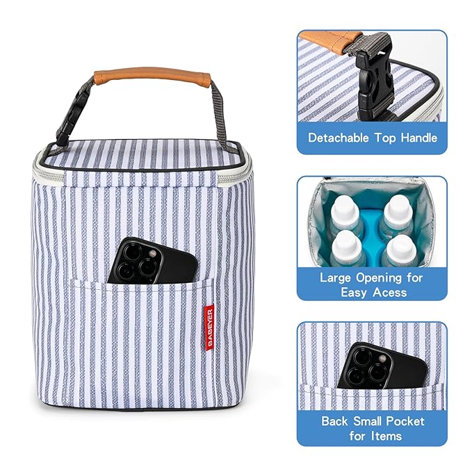 Breast Milk Cooler Bag with Ice Pack Fits 4 Baby Bottles Up to 9 Ounce, Baby Bottle Tote Bag Great for Nursing Mom Daycare-CubbioJoy