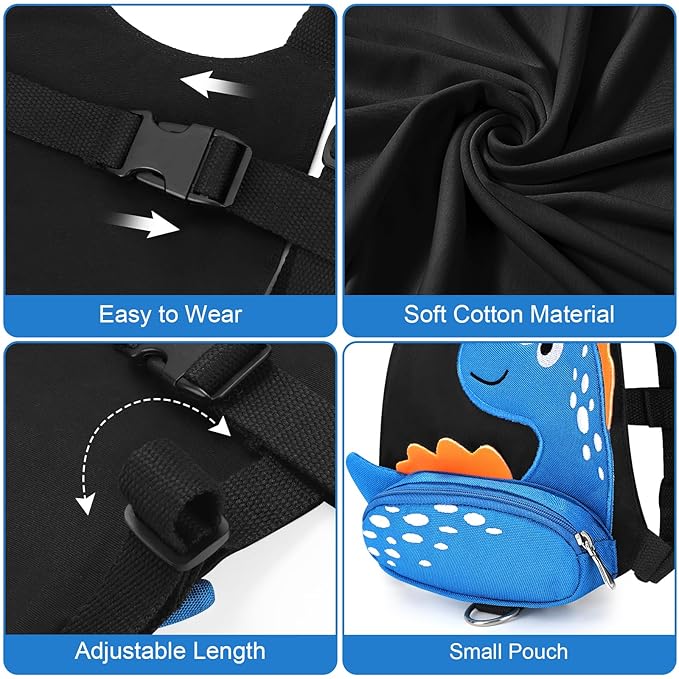 Accmor Toddler Harness Leash with Anti Lost Wrist Link, Cute Dinosaur Kids Harnesses Children Leashes, Baby Walking Harness Keep Child Close Wristband Strap for Boys Travel-CubbioJoy