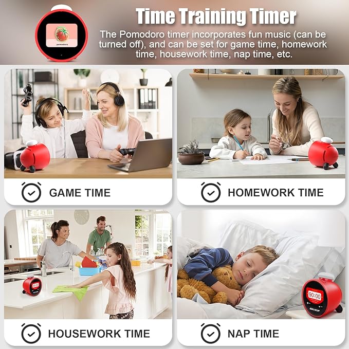 Kids Alarm Clock, Ok to Wake Clock for Kids, Sleep Trainer Clock for Toddler, Adorable Digital Alarm Clock, AI Voice Clock with Chat and 12 White Noise Sound Machine, Time Management Gift for Children-CubbioJoy