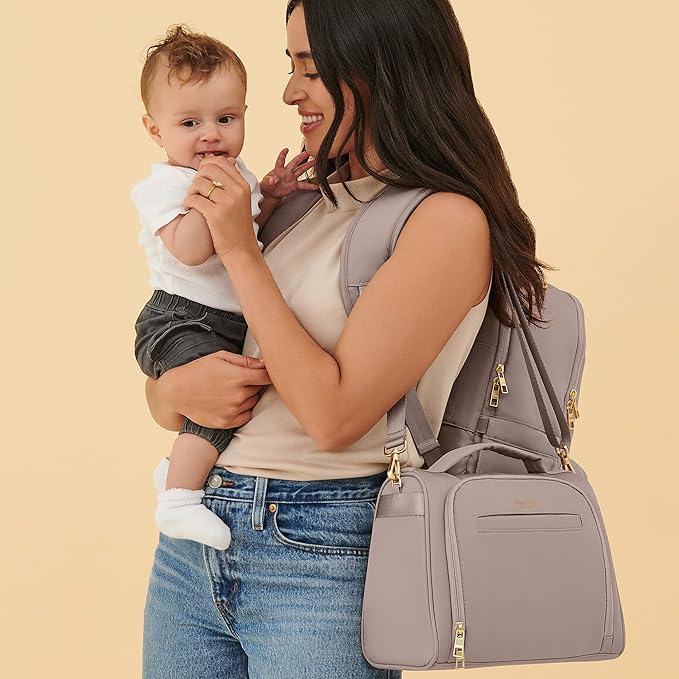 JuJuBe New Insulated Bottle Bag, Breastmilk Storage Bag for Baby Bottles, Insulated Waterproof Lunch Bag or Cooler Bag for Nursing, Milk, Food, Baby Formula, Snacks, Daycare, Taupe, Mother's Day Gift-CubbioJoy