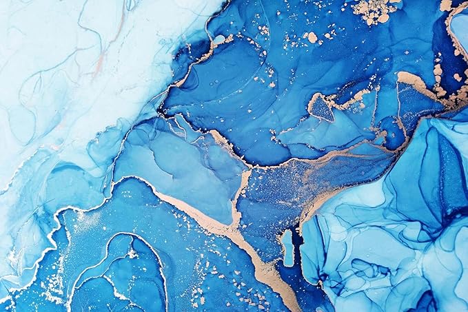 Blue Marble Wallpaper Abstract Gold Art Mural Wallpaper for Living Room Bedroom Dining Room Basement(Not Self-Adhesive)-CubbioJoy