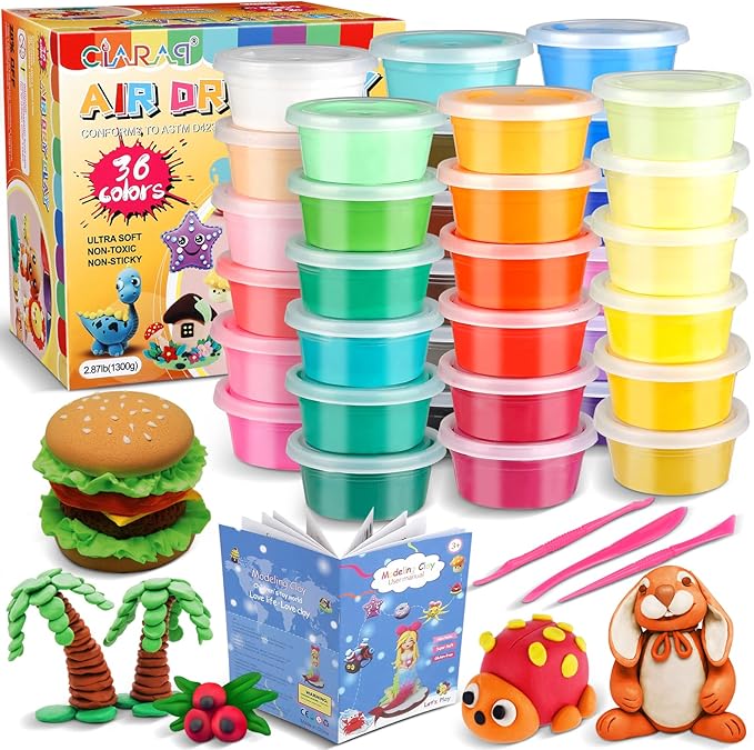 CiaraQ Modeling Clay Kit - 36 Colors Air Dry Clay with Sculpting Tools, Ideal for Crafting, DIY Projects. Easter/Halloween/Christmas Gifts.-CubbioJoy