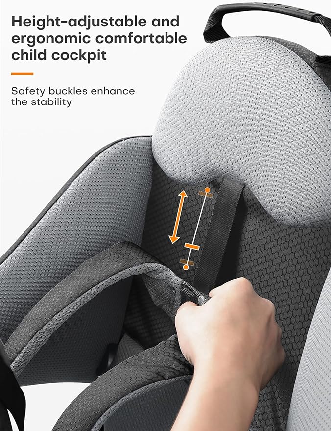 besrey Baby Backpack Carrier, Toddler Hiking Backpack with Safety 3-Height Seat, Adjustable Straps&Waist Belt, Foldable Frame Lightweight Large Capacity Child Carrier for Hiking (Black/Grey)-CubbioJoy