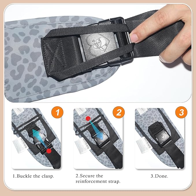 Baby Carrier Newborn to Toddler-Adjustable Baby Sling Carrier,Toddler Carrier for 25-60lbs,Comfortable Baby Sling for Hands-Free Carrying (Ash-Blue Leopard Print)-CubbioJoy