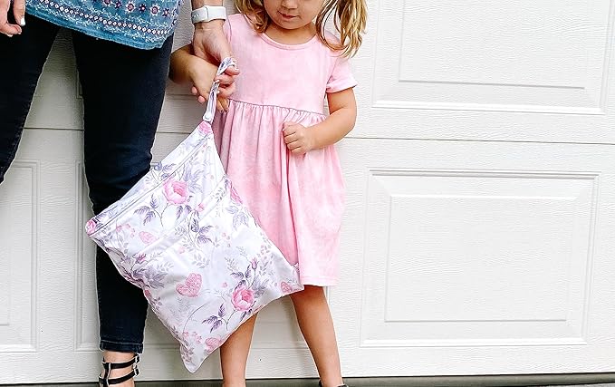 ALVABABY 3pcs Baby Cloth Diaper Wet Dry Bags Waterproof Reusable with Two Pockets|Travel Beach Pool Daycare Soiled Baby Items Yoga Gym Bag for Swimsuits or Wet Clothes 3L-H066-CubbioJoy