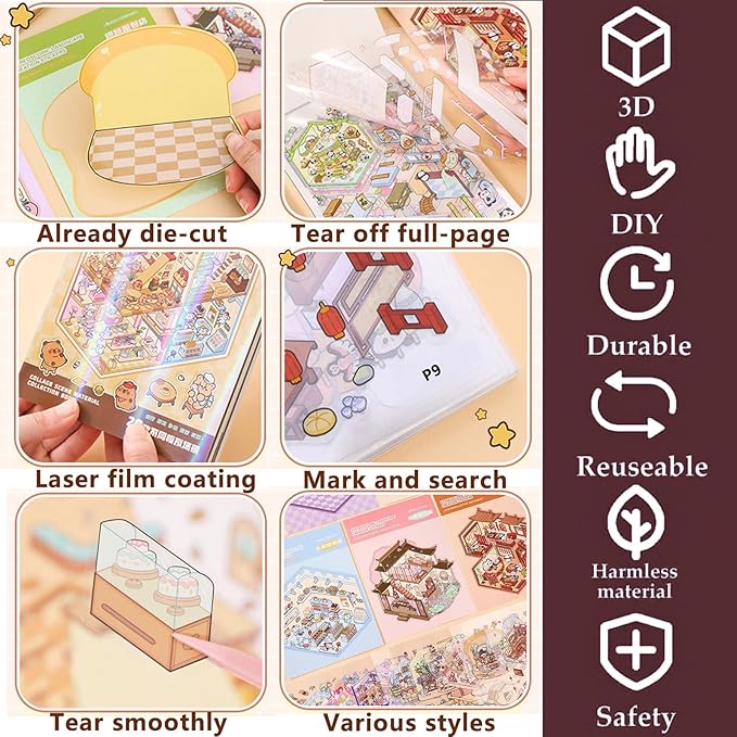 DIY 3D Sticker Scenes, 20 Sets (1500+) Cute Cartoon Stickers. Sticker Therapy. Create Your Own Mini Worlds. Perfect for Party Favors, Birthday Gifts for Adults & Kids-CubbioJoy