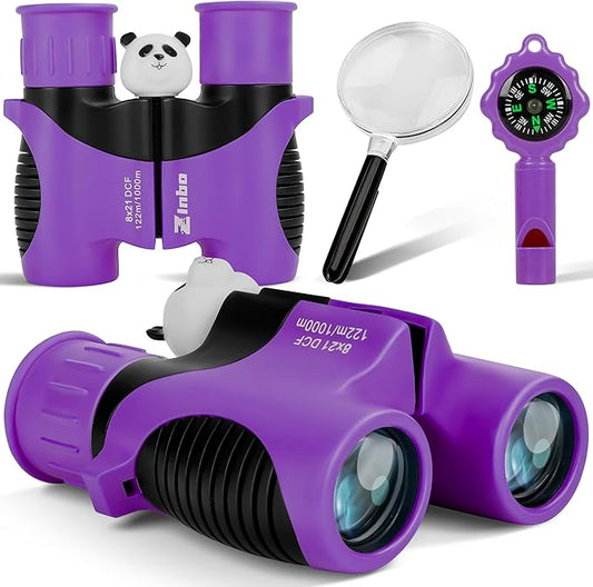 Binoculars for Kids, Toys for 3-12 Year Old Girls and Boys, Bird Watching Hiking 4 5 6 7 8 9 Year Old Girl Boy Christmas Birthday Gifts, Outdoor Toys for Kid Set with Magnifying Glass & Compass-CubbioJoy