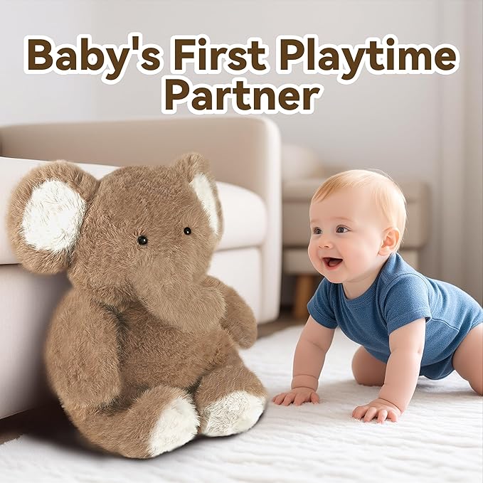 iPlay, iLearn Elephant Stuffed Animal, Soft Baby Plush Elephant Toy, Infant 18" Big Cute Fluffy Animal Toy, Ultra Soft Nursery Bedtime Huggable Birthday Gifts for Toddlers Girls Boys Kids Age 0 and up-CubbioJoy