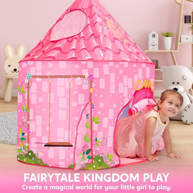 JOYIN Princess Tent Girls Large Playhouse Kids Castle Play Tent for Children, Pop Up Play House for Toddlers Indoor and Outdoor Games-CubbioJoy