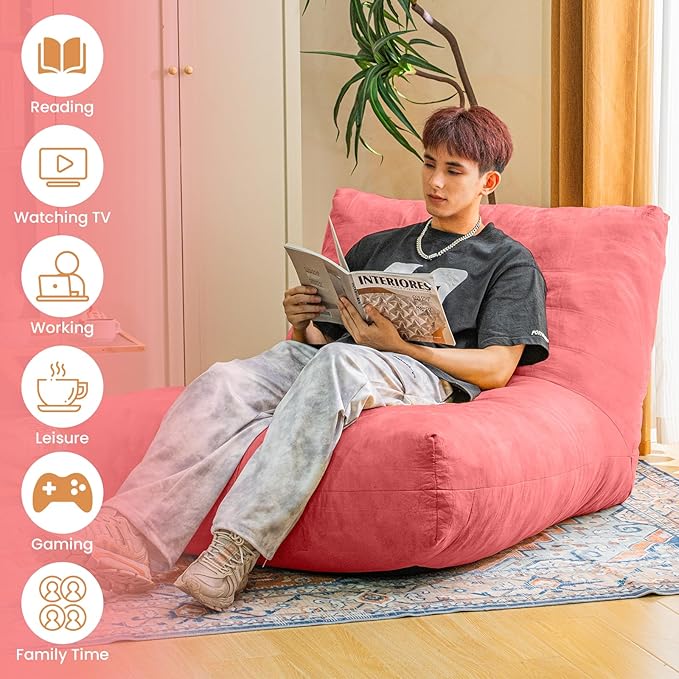 Bean Bag Chair Lazy Bean Bag Sofa, Floor Beanbag Chairs with Stuffed High-Density Foam, Memory Foam Bean Bag Sofa for Living Room, Bedroom and Office-CubbioJoy