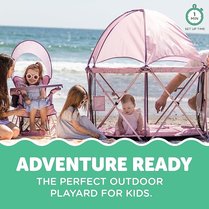 Baby Delight Go with Me Eclipse Deluxe Portable Playard | Playpen | Sun Canopy | Indoor and Outdoor | Ultra Padded Nylon Floor | Canyon Rose-CubbioJoy