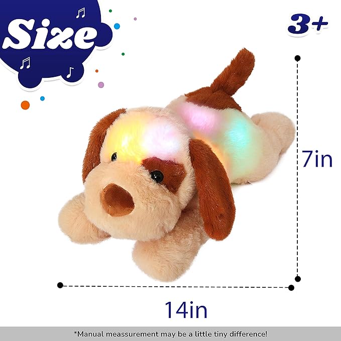 Cuteoy Glowing LED Dog Light-up Nightlight Toys Musical Plush Stuffed Animal Soft Singing Lullabies Birthday Christmas Plushies Puppy Gifts for Kids Boys Girls,14"-CubbioJoy