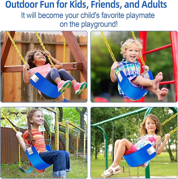 AGPTEK Toddler Swing Set, Heavy Duty Bucket Swing with Adjustable Rope, Toddler Cute Shape with 250 LB and 150 LB Capacity - Blue-CubbioJoy