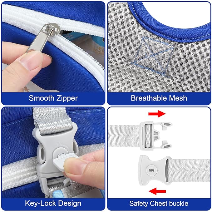 Accmor Toddler Harness Leash, Kids Cute Excavator Walking Harness Tether Wristband Assistant Strap Belt Protector for Baby Boys, Collapsible Child Leash + Anti Lost Wrist Link for Outdoor Travel Blue-CubbioJoy