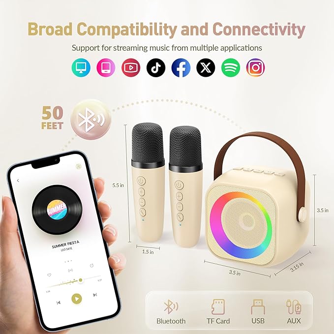 Karaoke Machine for Kids, Karaoke Gifts for Girls Ages 4, 5, 6, 7, 8, 9, 10, 12 +Year Old Birthday Party, 4-12 Years Old Christmas Toys Gift for Girls-CubbioJoy