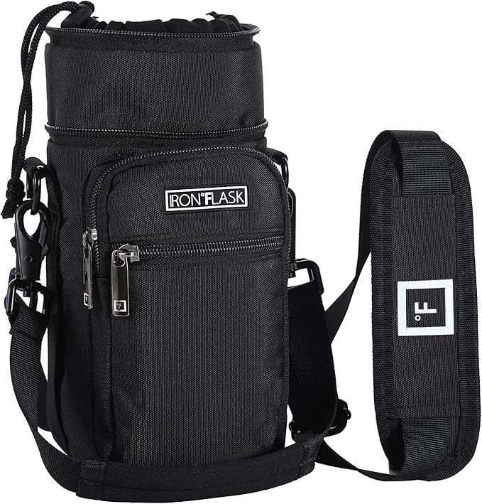 IRON °FLASK Carrier, Holder, Sleeve - Fits Insulated Stainless Steel Sports Water Bottle, Adjustable Shoulder Strap, Holder Bag Case Pouch Cover-CubbioJoy