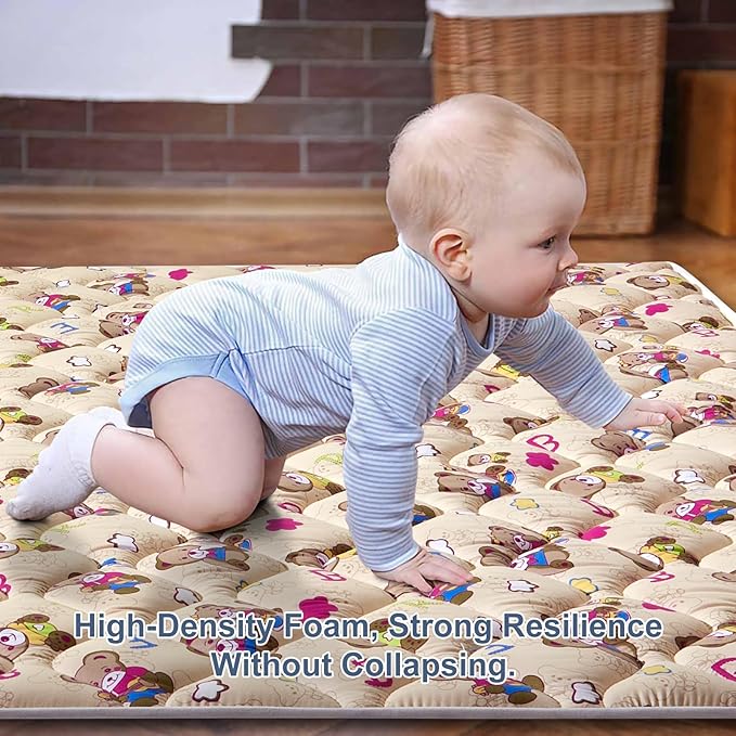 Baby Play Mat - 65" X 50",Premium Thicker Foam One-Piece Crawling Mat, Machine Washable, Extra Large Anti-Slip Activity Playmat for Babies, Toddlers & Infants-CubbioJoy