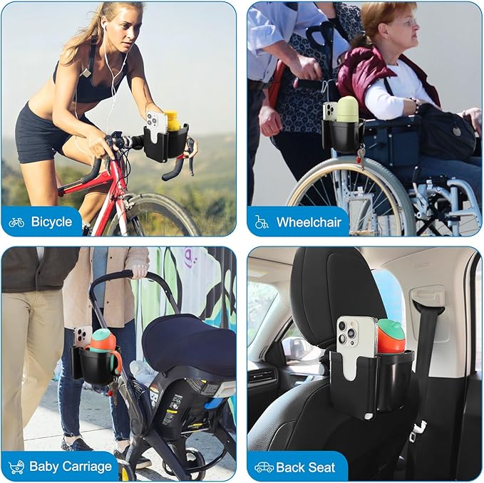 Accmor Stroller Cup Holder, Universal Cup Holder with Silicone Gooseneck Arm, Bike Cup Holder, 360° Rotatable Large Caliber Drinks Holder for Stroller, Bike, Wheelchair, Walker-CubbioJoy