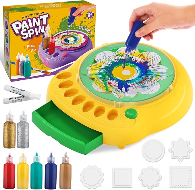 Arts and Crafts for Kids Ages 4-8,Paint Spin Art Machine Kit,Art Craft Set for 6-9 Year Old,Cool Painting Spinner Toys Kits Set,Art Supplies Birthday Gifts for Boy Girl Ages 6 7 8 9 10 11 12 Green-CubbioJoy