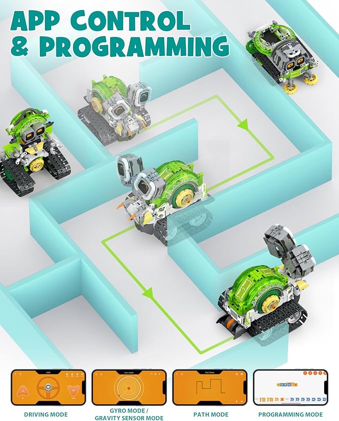 5in1 STEM AI Robot Toys Building Set, 478Pcs APP & Remote Control Engineering Erector Blocks for Kids Age 6-8, Coding Interactive Educational Christmas Birthday Gift for 10-12 Year Boys & Girls-CubbioJoy