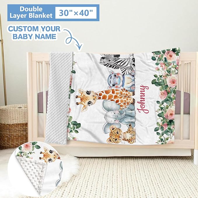 Custom 5-Piece Baby Crib Bedding Set, Personalized Name for Kid Toddler, Animal Nursery for Boy Girl, Double Layer, Customized Gift for Infant-CubbioJoy