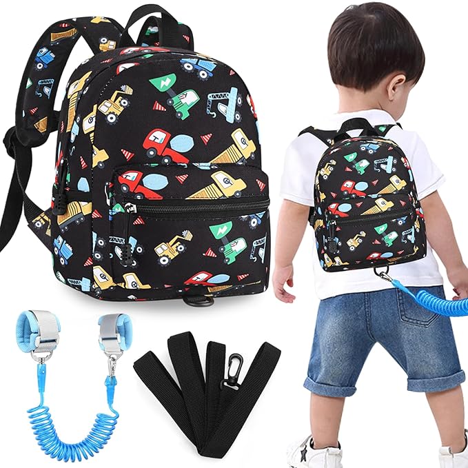 Accmor Toddler Harness Backpack Leash, Cute Excavator Kids Backpack with Anti Lost Wrist Link, Mini Child Backpack Wristband Tether Strap and Protection Leashes for Boys Aged 1-3 Years-CubbioJoy