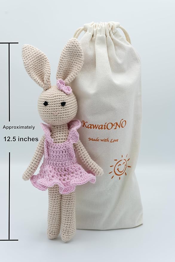 Bunny Family Mom, Handmade Crochet Plushie Doll, Amigurumi, Baby/Toddler Doll-CubbioJoy