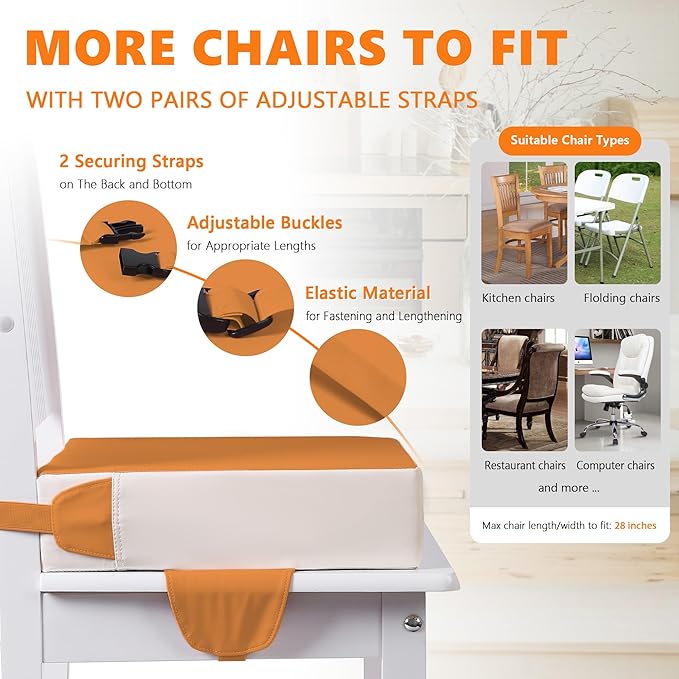 Booster Seat for Kitchen Chair with Adjustable Straps, Toddler Booster Seats for Dining Table Portable for Travel Camping Eating, Booster Cushion for Table for Baby Child Infant Kid Boy Girl-CubbioJoy