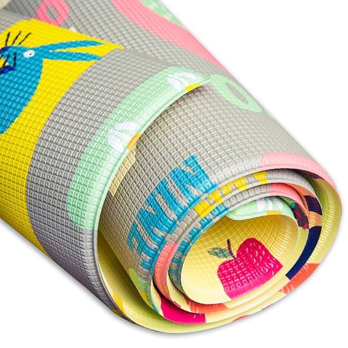 Baby Care Play Mat (Large, Playful - Letters and Numbers) 82'' x 55'' Original One-Piece Reversible Rollable Waterproof Play Mat for Infants, Babies, Toddler, and Kids-CubbioJoy