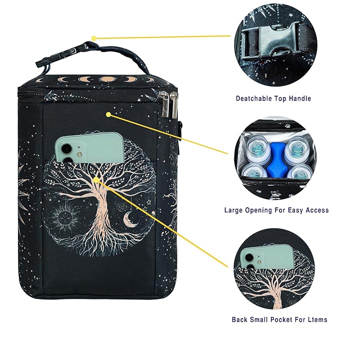 Breastmilk Cooler Bag with Ice Pack Fits 4 Baby Bottles Up to 9 Ounce Insulated Baby Bottle Bag Breast Milk Cooler on The Go with Strap Baby Bottle Cooler Bag for Nursing Mom Daycare or Travel-CubbioJoy